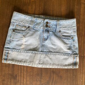 Y2K Micro Mini Denim Shirt Light Wash Size 3